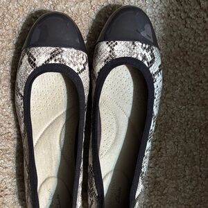 Clarks Snakeskin Pattern Flats - Black and Gray